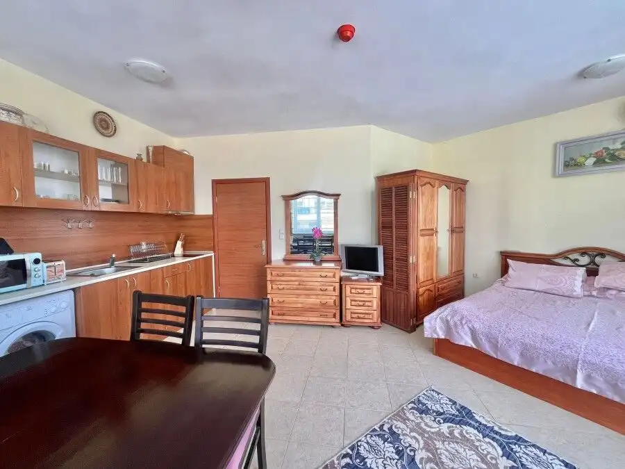 Bright studio apartment with modern furnishings in Karolina spa resort, Sunny Beach, offering comfor.