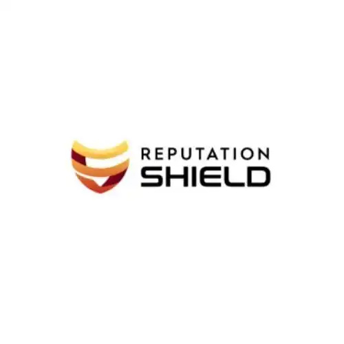 Reputation Shield logo with shield design in red, orange, and yellow tones.