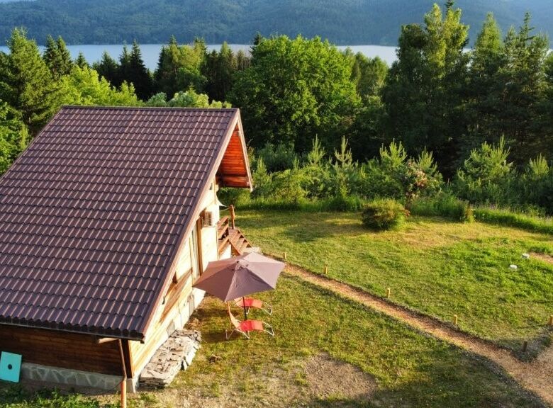 Cozy 1-bedroom log cabin for sale in Grozăvești surrounded by nature.