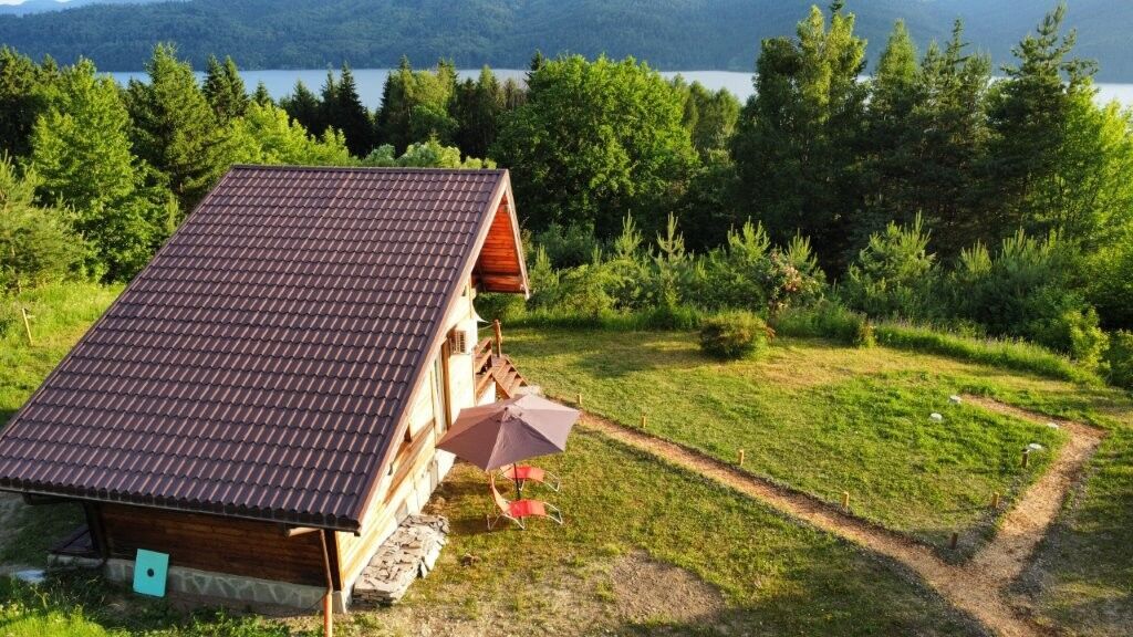 Cozy 1-bedroom log cabin for sale in Grozăvești surrounded by nature.