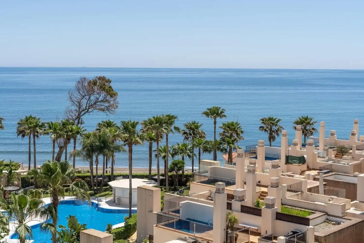Stunning sea view from a luxurious beachfront duplex penthouse on the New Golden Mile.