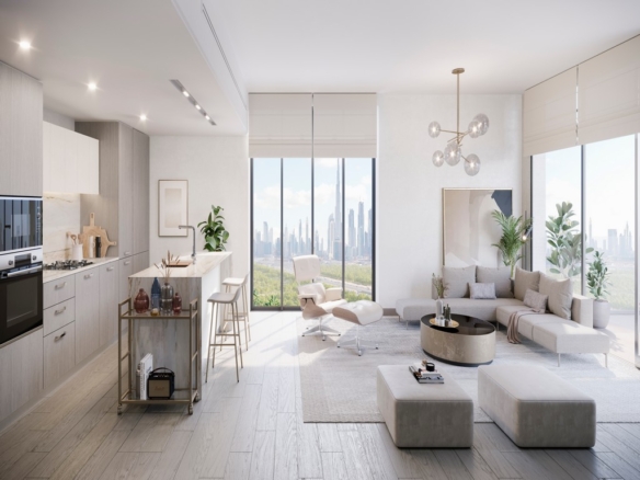 Berkeley Place 2 BR unit Living Kitchen Area