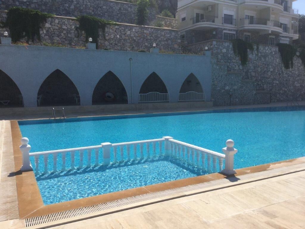 Pool with safety fence at Pearl Rock Retreat, Akbuk Didim.