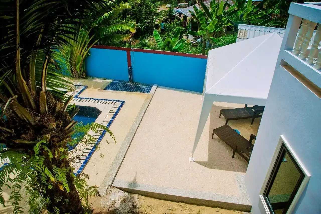 Spacious villa entrance with modern decor in Sarigerme.
