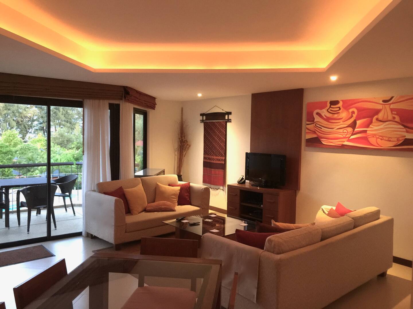 Living-Room-with-Pool-view-Balcony