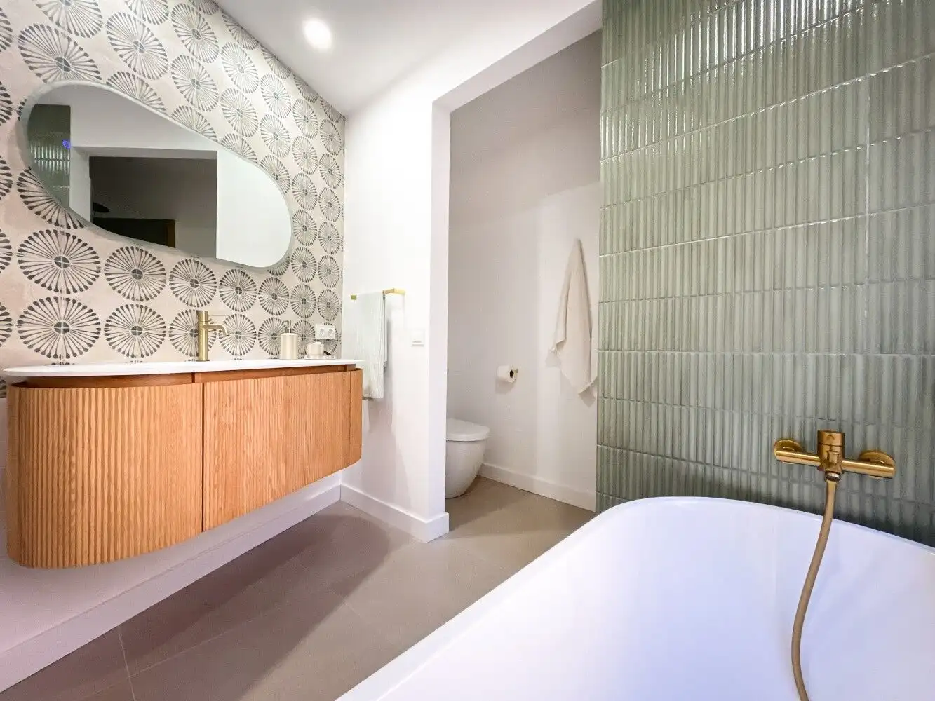 Bright bathroom with stylish decor and modern fixtures in Estepona.