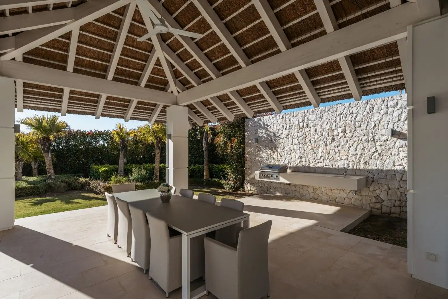 Elegant outdoor dining space with panoramic views in La Zagaleta Benahavis. Perfect for relaxing and.