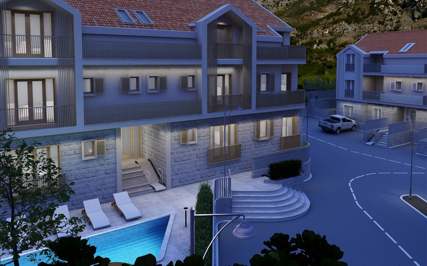 risan-rhizon-trinity-front-at-night-astra-real-estate-montenegro