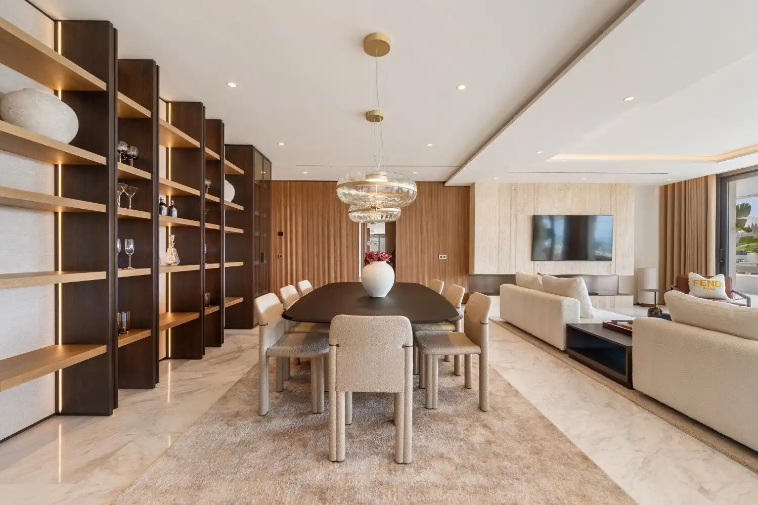 Luxurious Marbella Skyvilla featuring Fendi Casa furniture and modern interior design.