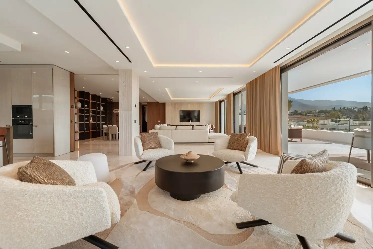 Luxurious Skyvilla in Marbella Golden Mile featuring Fendi Casa furniture and modern interior design.
