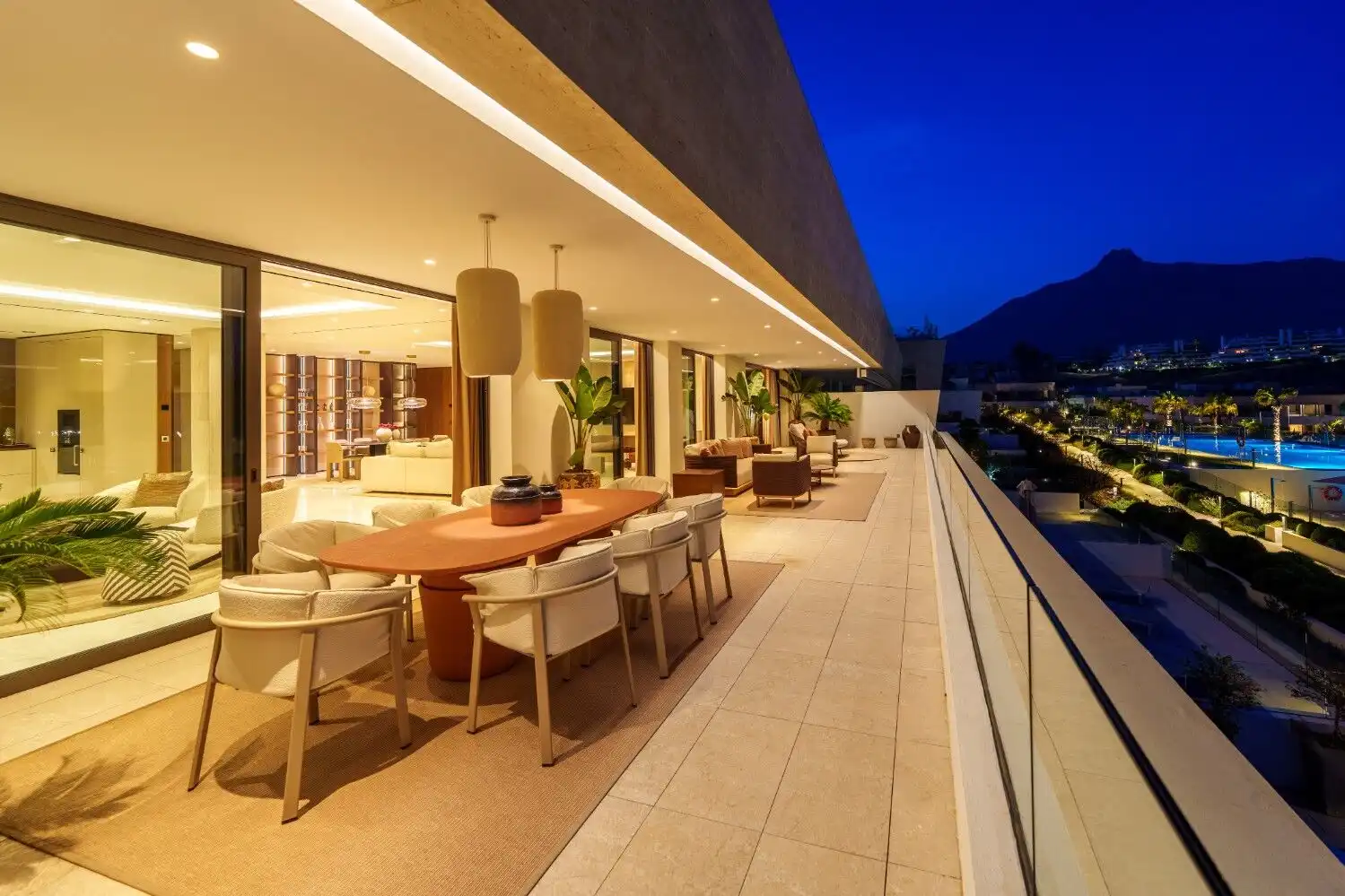 Luxury Marbella Skyvilla with Fendi Casa furniture and panoramic mountain views.