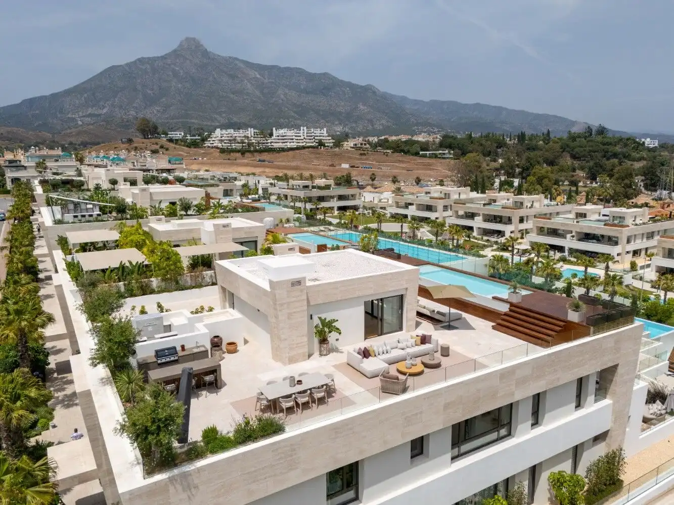 Elegant Marbella Skyvilla with Fendi Casa decor and panoramic mountain views.