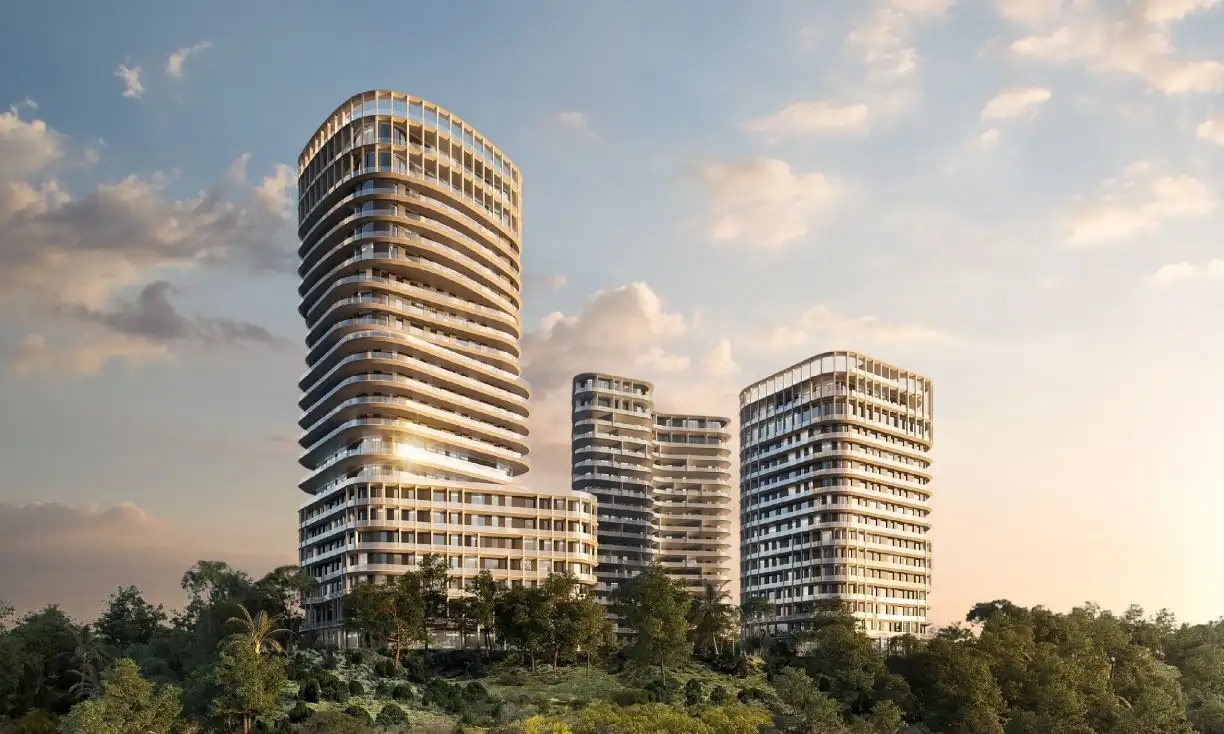 Rise residential towers in Islamabad with scenic sunset views.