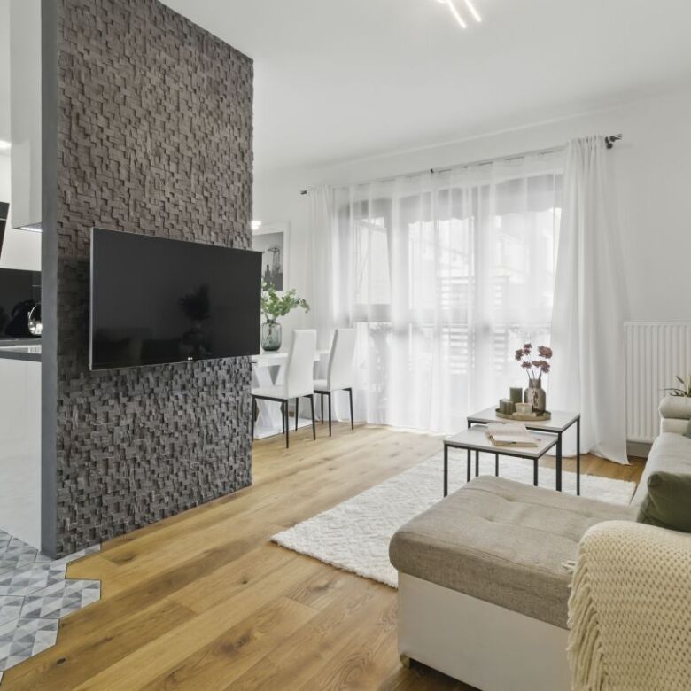 Spacious 2-bedroom apartment in Warsaw with contemporary decor and bright living space. Perfect for.