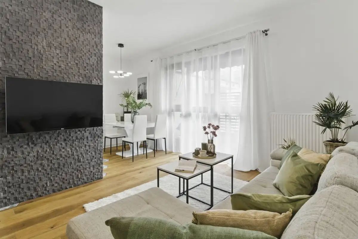 Bright and airy 2-bedroom apartment in Warsaw with stylish decor and spacious layout.