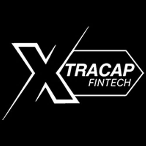 Tracap Fintech logo with modern design on black background.