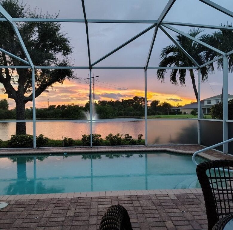 Waterfront Villa with Pool and Sunset View in Cape Coral.