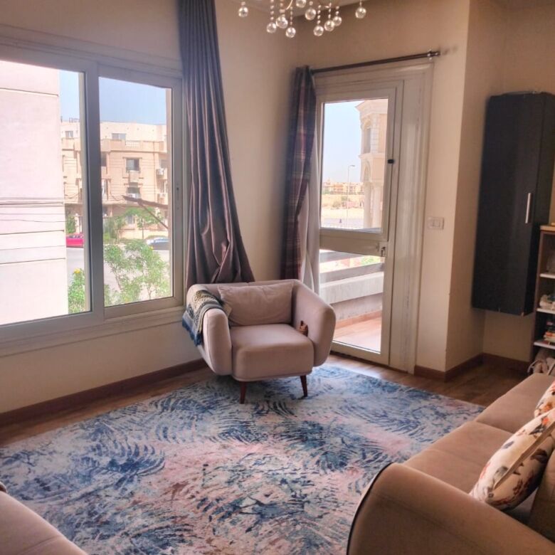 Elegant 3-bedroom apartment with balcony in New Cairo. Modern furnishings, bright living space, perf.