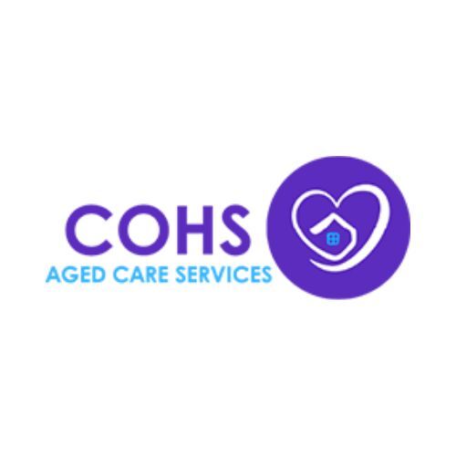 COHS aged care services logo with heart and house icon.