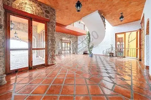 Spacious balcony of a luxury Spanish colonial estate with panoramic views in San Miguel de Allende.