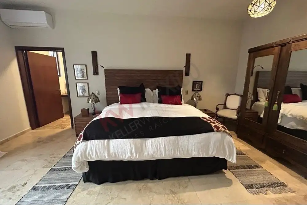 Luxury Country Estate Bedroom in San Miguel de Allende Elegant bedroom in a luxury estate located in San Miguel de Allende, featuring modern decor and spac.