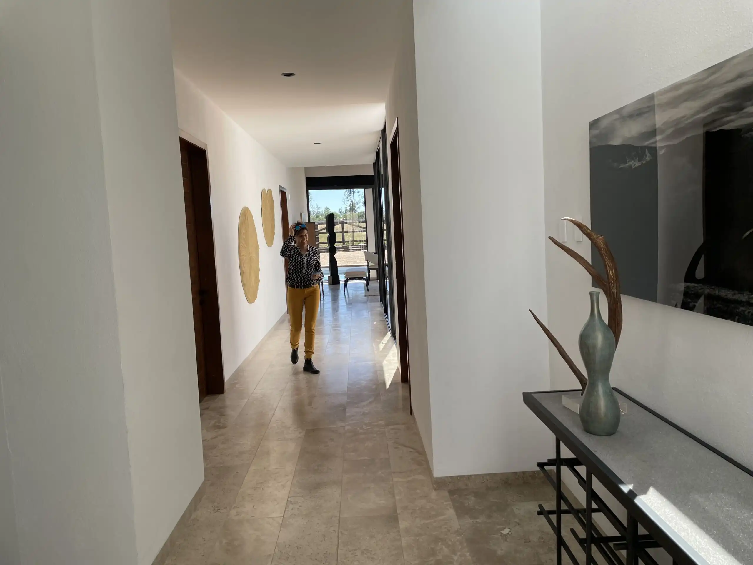 Elegant hallway of Casa Renacer, a luxury estate in La Santa Vid, San Miguel de Allende.
