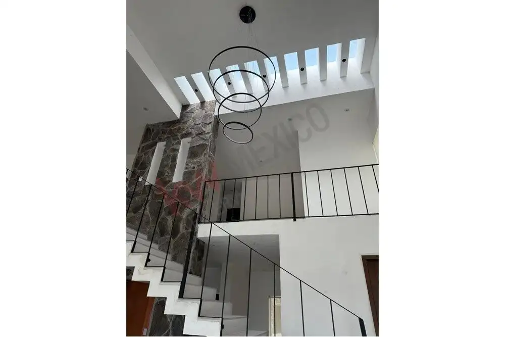 Interior staircase with skylight and contemporary design in San Miguel de Allende.