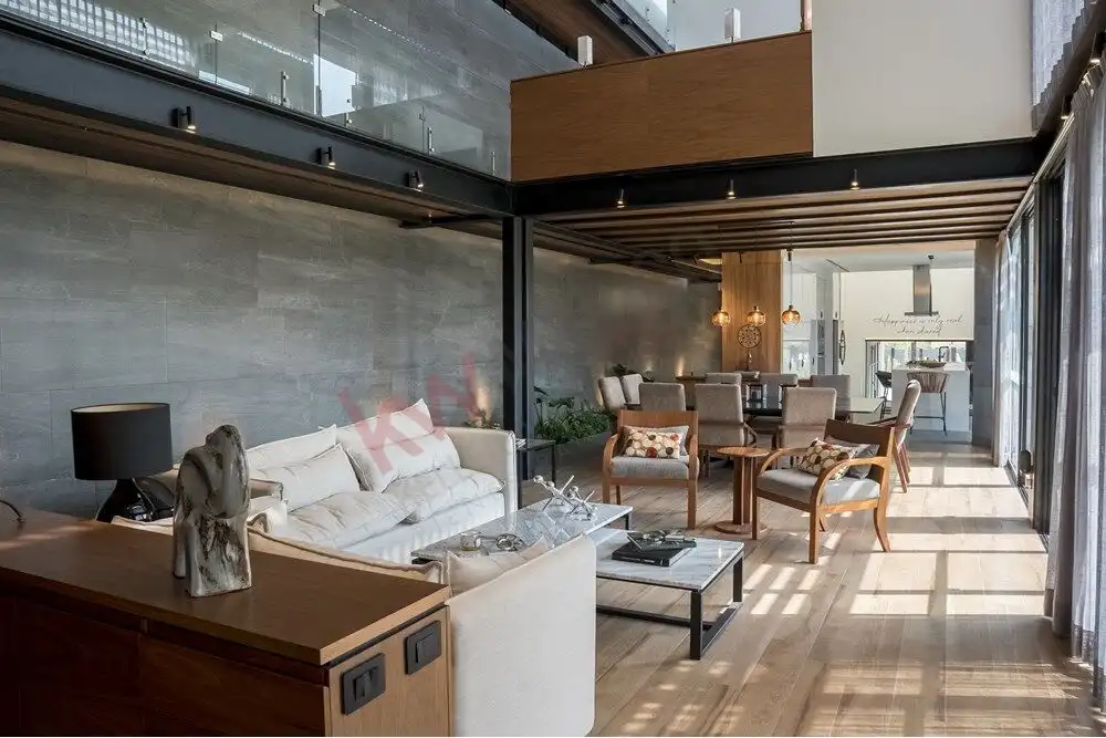Elegant living room in a luxury San Miguel de Allende golf course home.