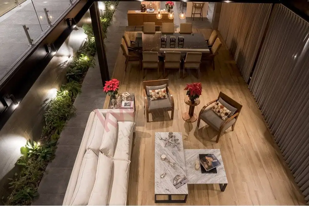 Elegant living room with modern furniture and stylish decor in San Miguel de Allende.