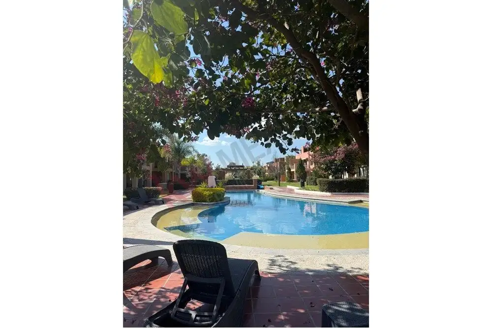 Pool area of a modern ground-floor apartment in Arcos de San Miguel.