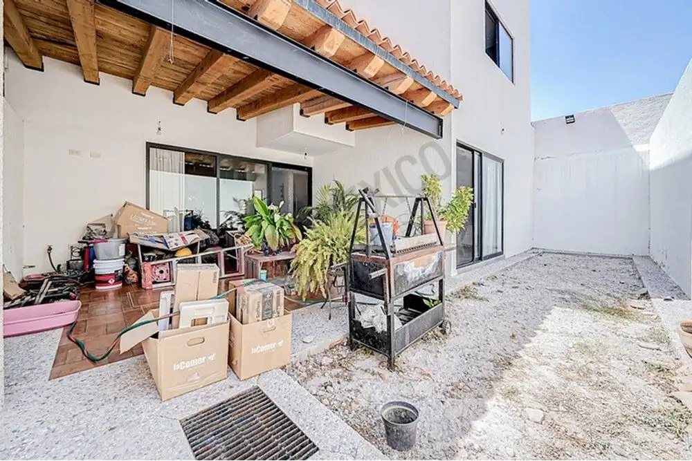 Spacious backyard of a modern 4-bedroom home in San Miguel de Allende, perfect for outdoor living an.