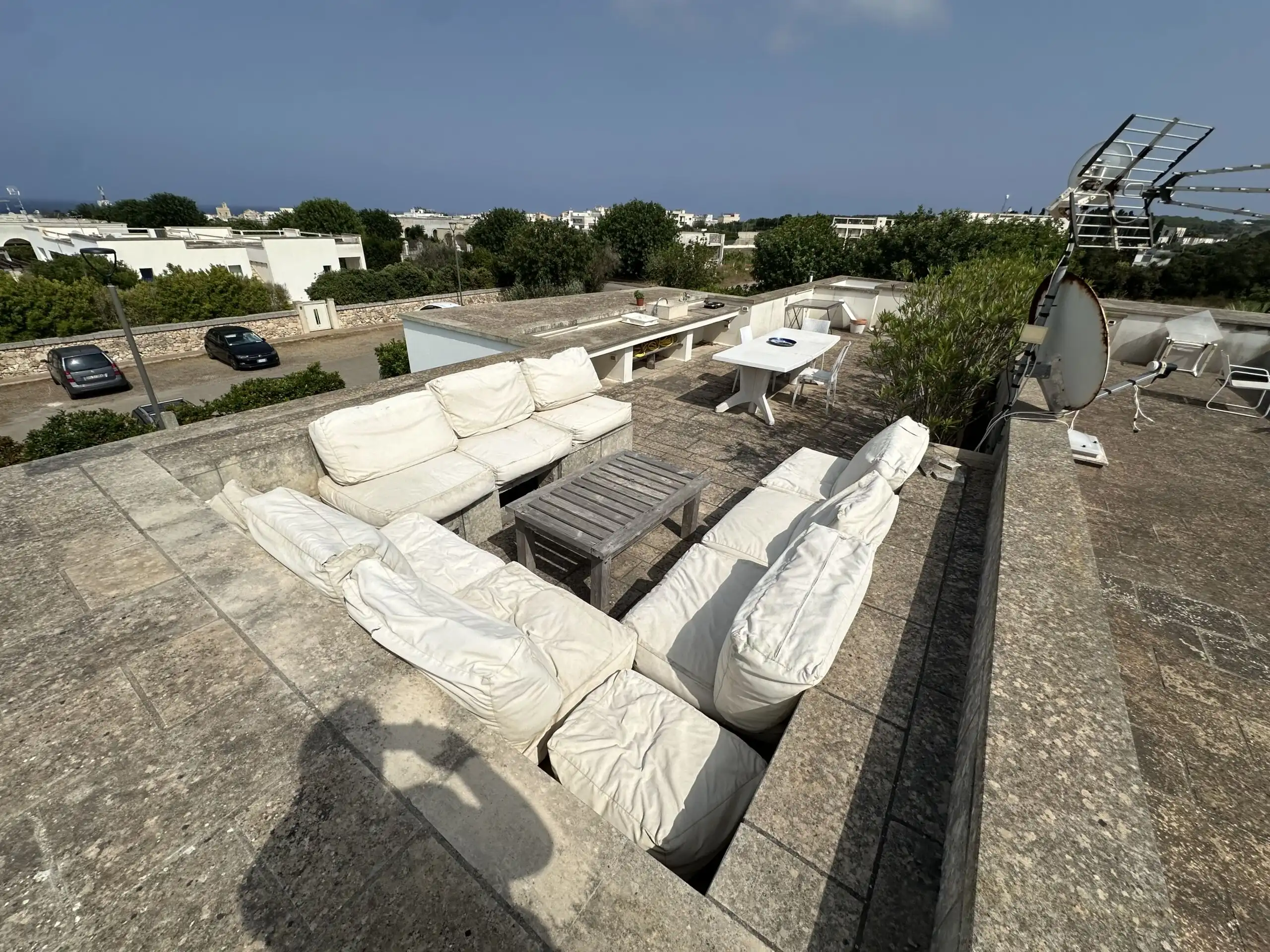Panoramic rooftop terrace with outdoor seating in a luxury villa near Otranto, Puglia, 700m from the.