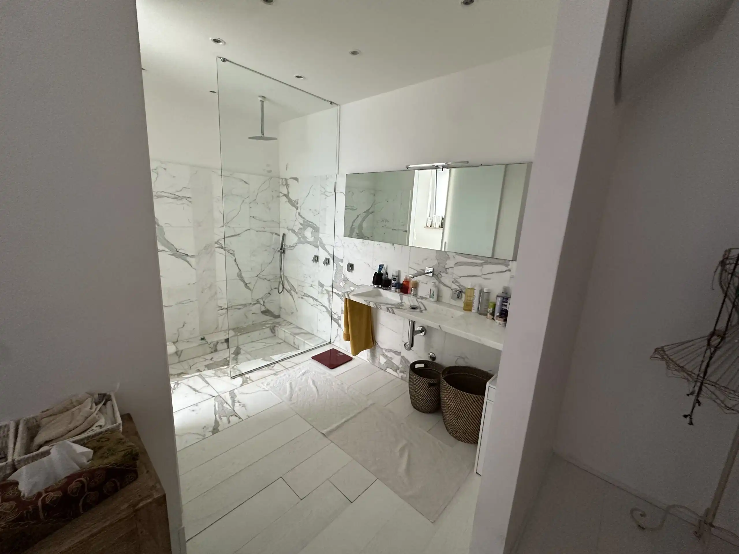 Luxury panoramic villa bathroom with modern fixtures in Otranto, Puglia, near the Adriatic Sea.