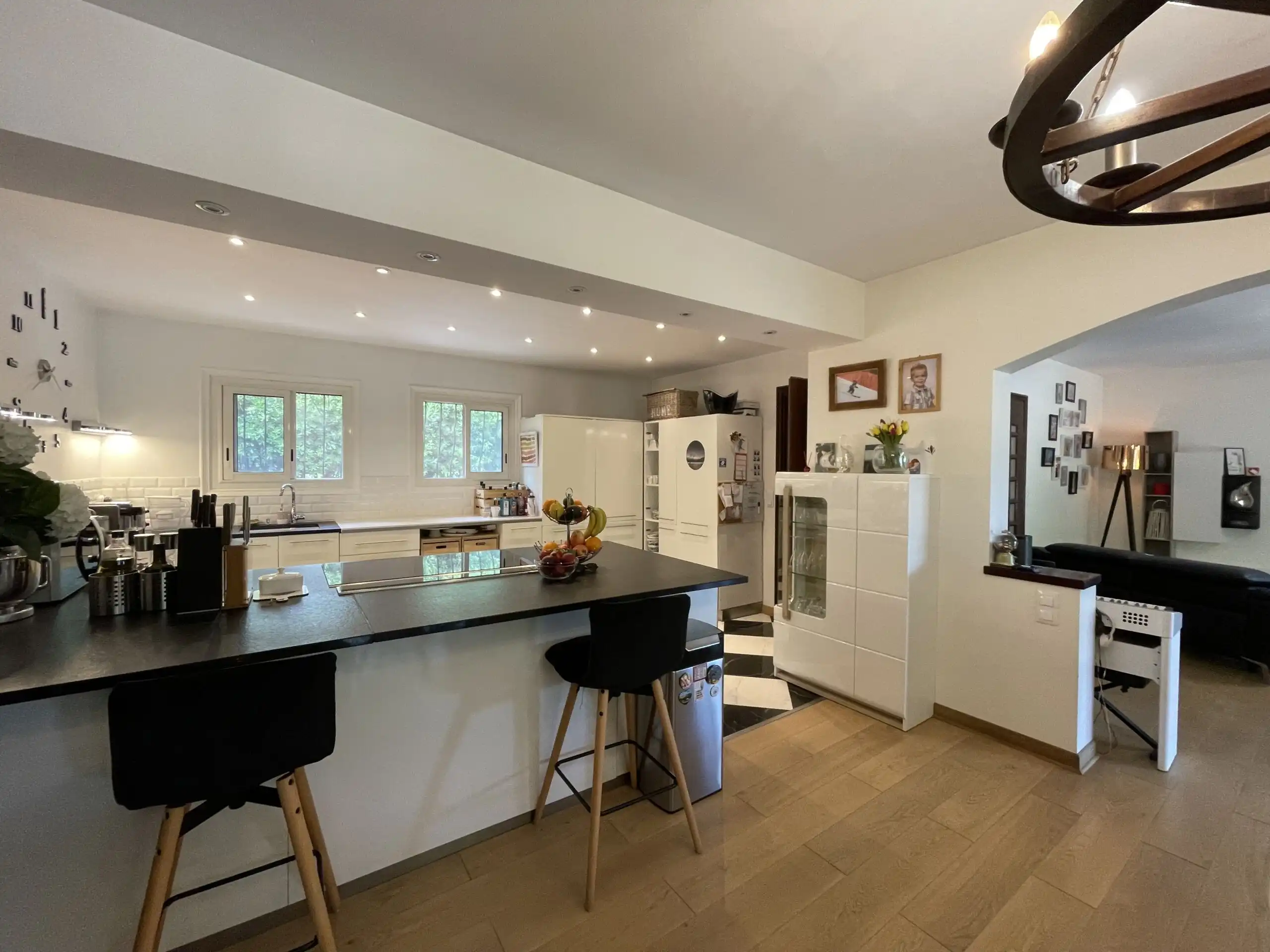 Modern kitchen with sleek design and high-end appliances in a luxury Biot villa.