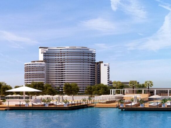 Beautiful waterfront development in Yeni Iskele North with modern architecture and stunning sea view.