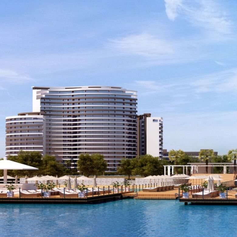 Beautiful waterfront development in Yeni Iskele North with modern architecture and stunning sea view.