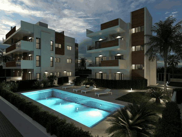 Contemporary 2-bedroom apartment with pool, balconies, and modern design in Santiago De La Ribera Mu.