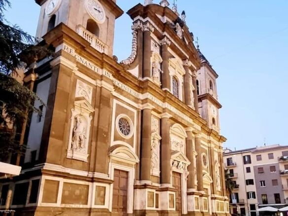 Beautiful view of the historic church in Frascati, Rome, showcasing classic architecture and intrica.