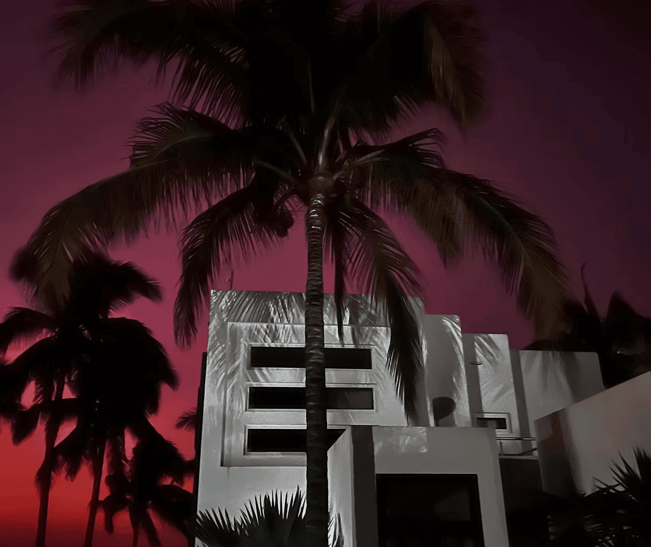 Modern luxury villa with palm trees at sunset in El Matal Manabí. Luxury 3 Bed Villa for Sale In El Matal Manabí.