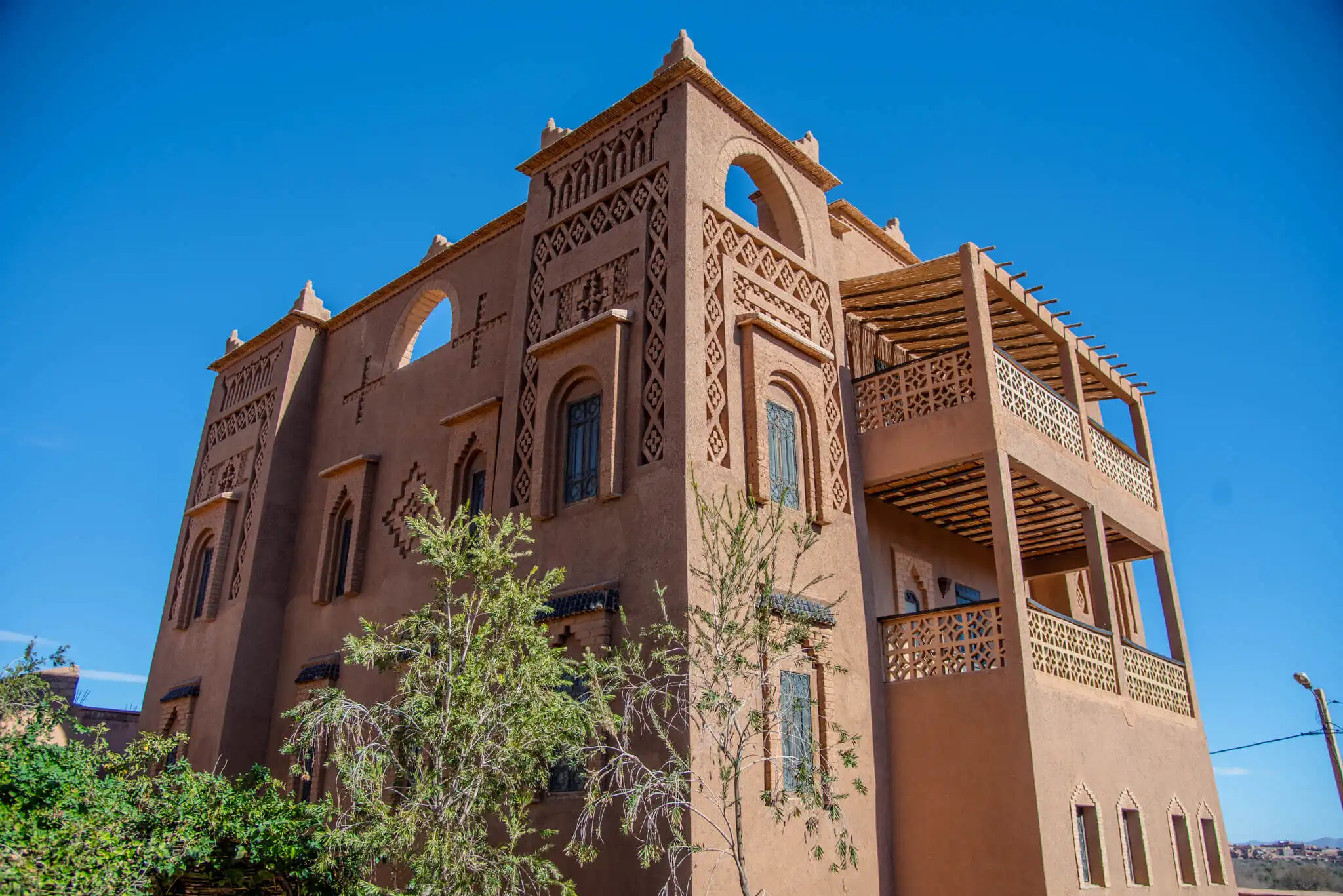 Hotel building with traditional Moroccan architecture in Imzough for sale.