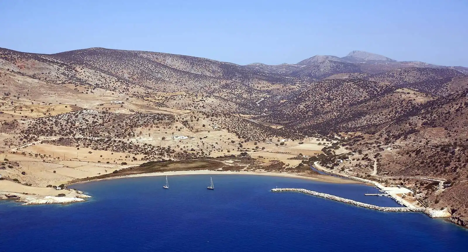 Two land plots for sale at Kalantos Marina, Naxos Island, Greece.