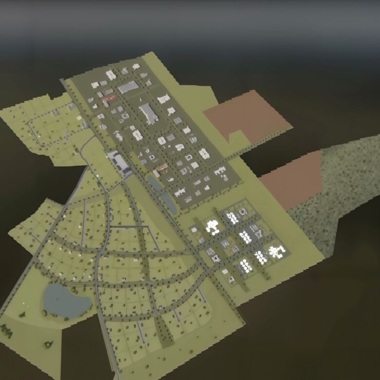 A detailed 3D map of land plots and infrastructure in Kohila, Estonia.