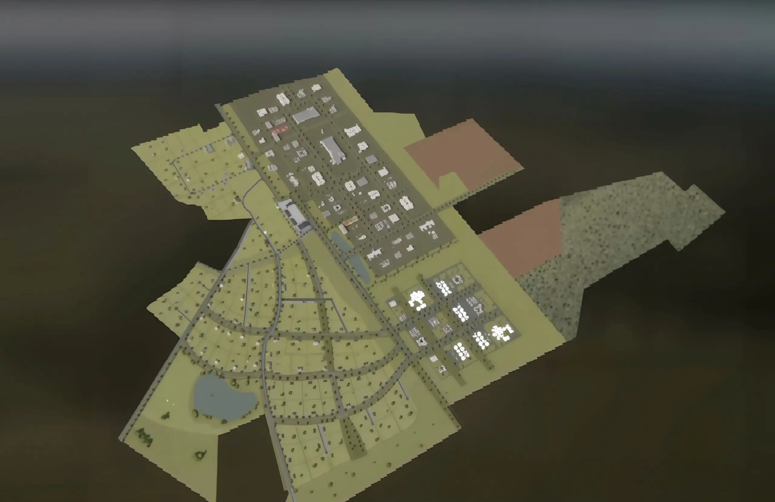 A detailed 3D map of land plots and infrastructure in Kohila, Estonia.