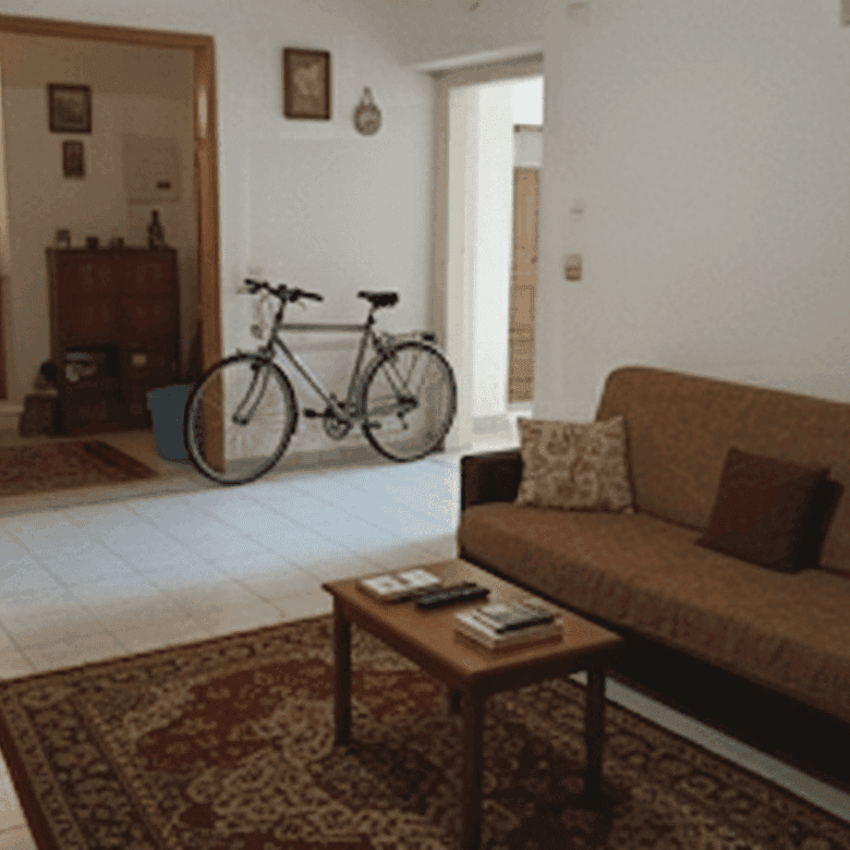 Spacious living room with bicycle and cozy furniture in Ciocanari property.