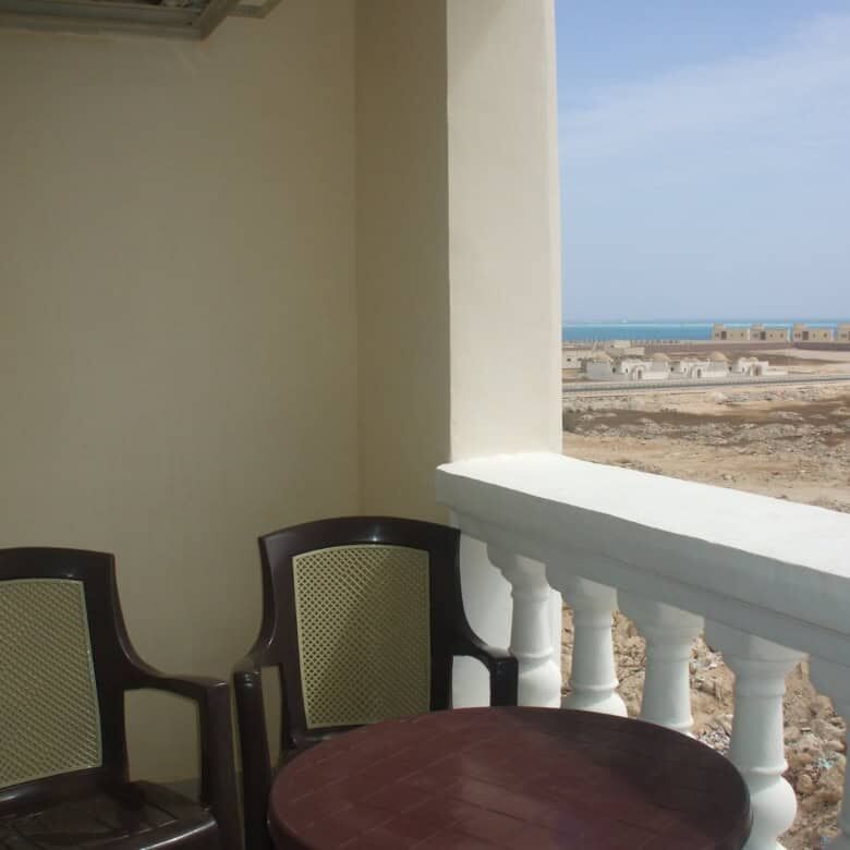 Apartment balcony with sea view in Oasis 5 Hurghada.