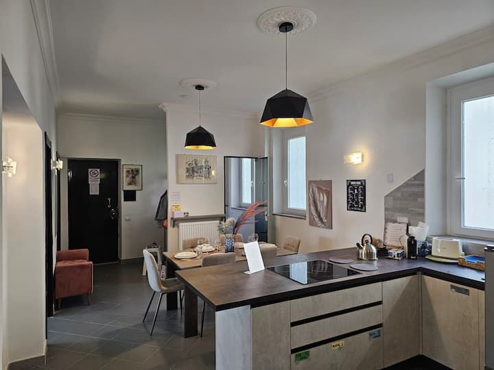Bright and modern 3-bedroom apartment in Frascati, Rome, with stylish interior and spacious living a.