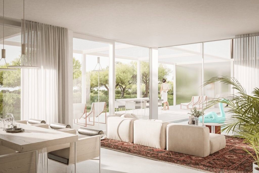 Luxury 2 Bed Villa for Sale in Skrinjari Istria Villa with spacious living room and large glass windows in Skrinjari, Istria.