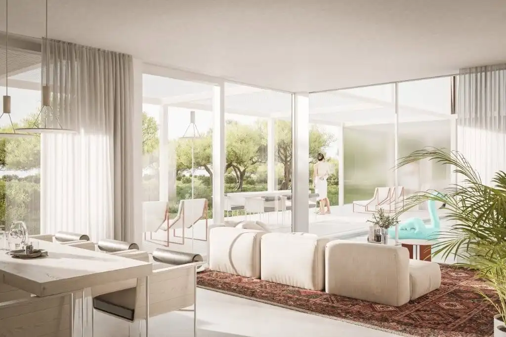 Villa with spacious living room and large glass windows in Skrinjari, Istria.