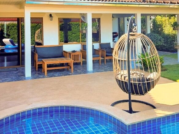 Elegant 3-bedroom villa featuring a private pool in Pattaya, Thailand, available for rent or sale at.