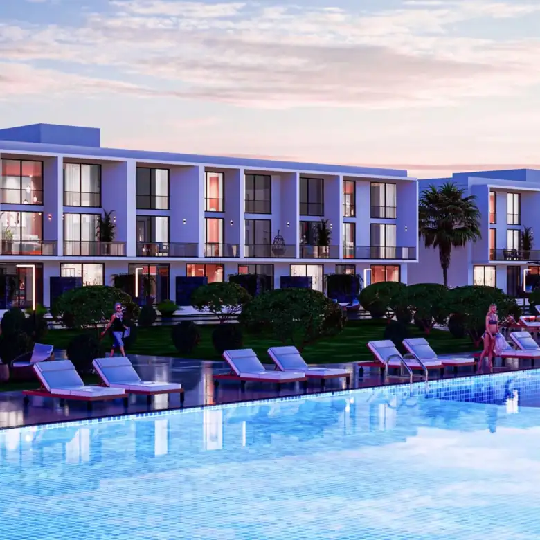 Bright 1-bedroom apartment with modern amenities in Courtyard Platinum, Bogaz Iskele North.